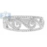 14K White Gold 0.36 ct Diamond Womens Vintage Patterned Band Ring