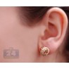 Solid 10K Yellow Gold Swirl Knot Womens Stud Earrings 14 mm