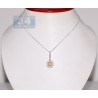 Womens Diamond Citrine Halo Drop Pendant 14K Rose Gold 1.77ct