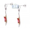 Womens Pink Tourmaline Diamond Dangle Earrings 14K 2-Tone Gold