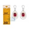Womens Pink Tourmaline Diamond Dangle Earrings 14K 2-Tone Gold