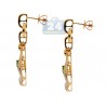 Womens Diamond Peridot Dangle Earrings 14K Yellow Gold 2.21 ct