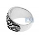 925 Oxidized Sterling Silver Vintage Pattern Womens Ring