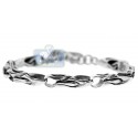 Oxidized 925 Sterling Silver Bullet Link Mens Toggle Bracelet 8 Inches
