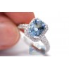 18K White Gold 2.52 ct Aquamarine Diamond Womens Engagement Ring