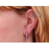 Womens Black Diamond Huggie Earrings 14K White Gold 2.12 Carat