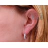 Womens 3 Row Diamond Round Hoop Earrings 14K White Gold 0.71 ct