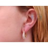 Womens Diamond Oval Hoop Earrings 18K Yellow Gold 4.34 ct 1"