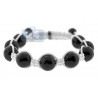 925 Sterling Silver Grooved Black Onyx Bead Adjustable Bracelet