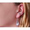 Womens Black Diamond Dangle Eternity Earrings 14K White Gold
