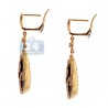 Womens Black Diamond Filigree Dangle Earrings 14K Yellow Gold