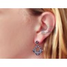 Womens Black Diamond Square Drop Earrings 14K White Gold 2.56 ct