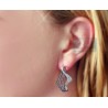 Womens Black Diamond Waved Earrings 14K White Gold 1.94 Carat