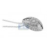 Womens Diamond Oval Drop Pendant Necklace 14K White Gold 0.85ct