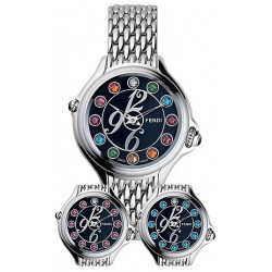 F105031000T02 Fendi Crazy Carats Black Dial Steel Bracelet Watch 38mm