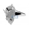 925 Sterling Silver 2.75 ct White Diamond Mens Skull Ring