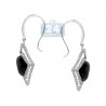 Womens Diamond Heart Drop Earrings 14K White Gold Ceramic 1.71 ct
