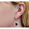 Womens Diamond Heart Drop Earrings 14K White Gold Ceramic 1.71 ct
