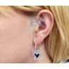 Womens Diamond Butterfly Drop Earrings 14K White Gold Ceramic