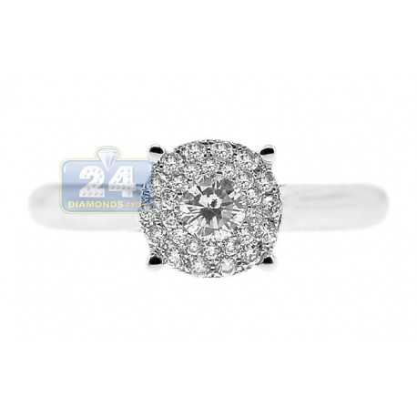 14K White Gold 0.37 ct Diamond Cluster Womens Engagement Ring
