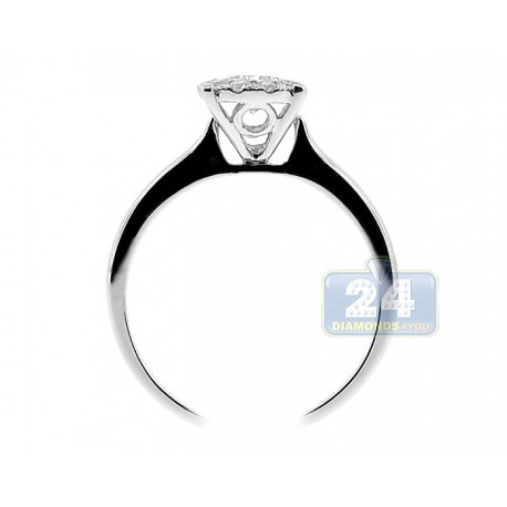 14K White Gold 0.61 ct Diamond Cluster Womens Engagement Ring