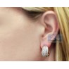 Womens Diamond Small Huggie Earrings 14K Yellow Gold 3.66 ct