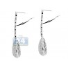 Womens Diamond Pave Dangle Earrings 14K White Gold 7.72 Carat