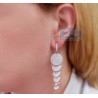 Womens Diamond Pave Graduated Disc Drop Earrings 14K White Gold