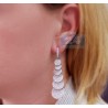 Womens Diamond Graduated Disc Dangle Earrings 14K White Gold