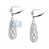 Womens Diamond Cage Drop Earrings 14K White Gold 2.23 Carat