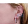 Womens Diamond Round J Shape Hoop Earrings 14K White Gold .93 ct