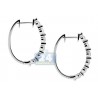 Womens Diamond Oval Hoop Earrings 14K White Gold 1.61 Carat