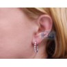 Womens Diamond Oval Hoop Earrings 14K White Gold 1.61 Carat