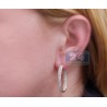 Womens Iced Diamond Oval Hoop Earrings 14K Yellow Gold 1.25 Inch