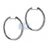 Womens Black Diamond Oval Hoop Earrings 14K White Gold 5.20 ct