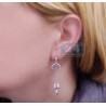 Womens Diamond Pave Drop Earrings 14K White Gold 1.49 ct 2 Inch