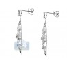 Womens Diamond Openwork Leaf Drop Earrings 14K White Gold 1.0 ct