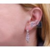 Womens Diamond Openwork Leaf Drop Earrings 14K White Gold 1.0 ct