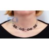 Womens Diamond Collar Necklace 14K White Gold Ceramic 1.27ct 16"