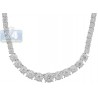 Womens Diamond Illusion Graduated Tennis Necklace 14K White Gold