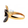 14K Yellow Gold 1.93 ct Black Diamond Womens Flower Cocktail Ring