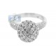 14K White Gold 1.40 ct Diamond Cluster Womens Ball Ring