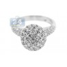 14K White Gold 1.40 ct Diamond Cluster Womens Ball Cocktail Ring