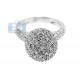 14K White Gold 1.69 ct Diamond Cluster Womens Ball Ring