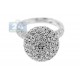 14K White Gold 2.24 ct Diamond Cluster Womens Ball Ring