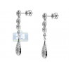 Womens Diamond Pave Drop Earrings 14K White Gold 1.69 Carat