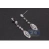 Womens Diamond Drop Earrings 14K White Gold 0.90 ct 1.25 inch