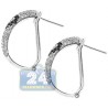 Womens Black Diamond Heart Huggie Earrings 14K White Gold 1.15 ct