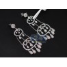 Womens Diamond Chandelier Drop Earrings 14K White Gold 4.21 ct