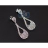 Womens Diamond Pave Drop Earrings 14K White Gold 1.64 Carat